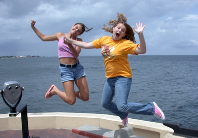 Andrea and Allison Jumping for Joy